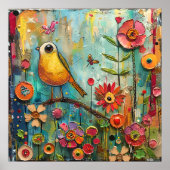 QUIRKY BIRD IN GARDEN POSTER (Vorne)