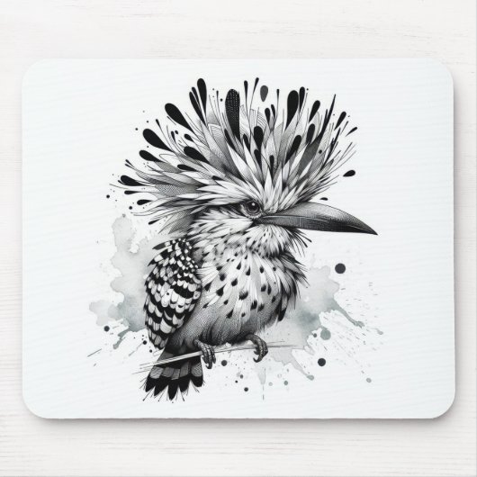 Quirky Bird Ink Sketch Mousepad (Vorne)