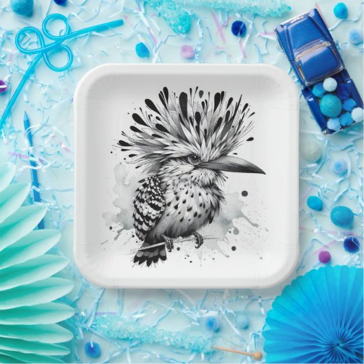 Quirky Bird Ink Sketch Pappteller (Party)