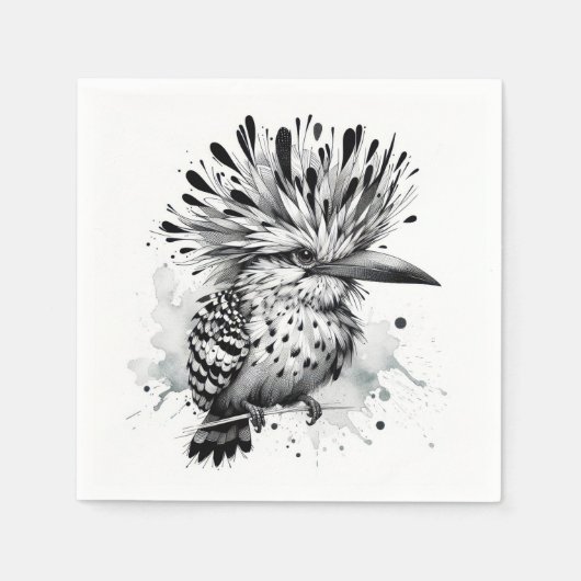 Quirky Bird Ink Sketch Serviette (Vorderseite)