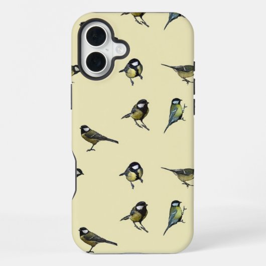 Quirky Bird Pattern Beige iPhone Hülle (Rückseite)