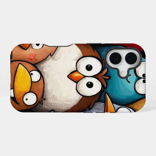 Quirky Bird Squad Anime Phone Case iPhone 16 Hülle (Rückseite (Horizontal))