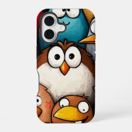 Quirky Bird Squad Anime Phone Case iPhone 16 Hülle