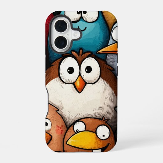 Quirky Bird Squad Anime Phone Case iPhone 16 Hülle (Rückseite)