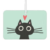 Quirky Black Cat mit Herz Autolufterfrischer (Vorderseite)