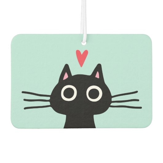 Quirky Black Cat mit Herz Autolufterfrischer (Vorderseite)