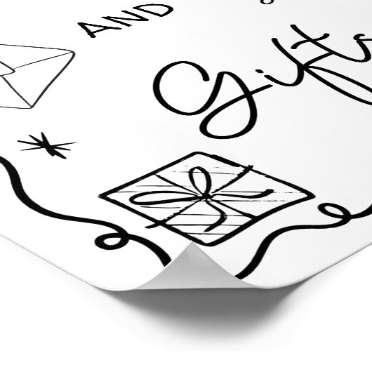 Quirky Black Hand Drawn Cards Hochzeit Poster (Ecke)