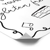 Quirky Black Hand Drawn Gluten Wedding Poster (Ecke)