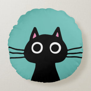 Quirky Black Kitty Cat   Coole Cat Lover Rundes Kissen