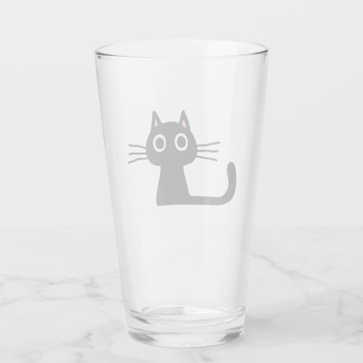 Quirky Black Kitty Cat | Fun Feline Beverage Glass Glas (Rückseite)