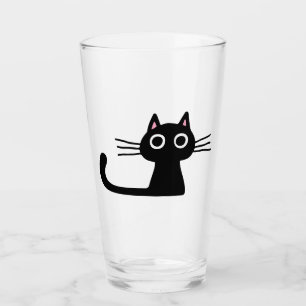 Quirky Black Kitty Cat Fun Feline Beverage Glass Glas