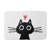 Quirky Black Kitty Cat mit Herz Badematte (Vorderseite)