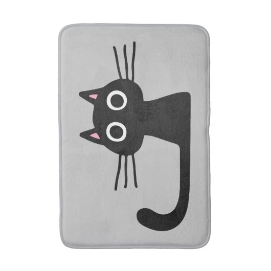 Quirky Black Kitty Cat mit Long Whiskers Badematte (Vorderseite Vertikal)