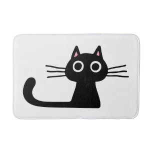 Quirky Black Kitty Cat mit Long Whiskers Badematte