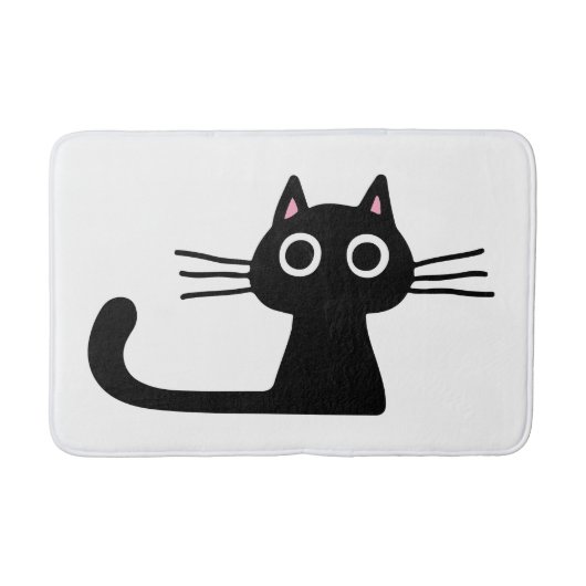 Quirky Black Kitty Cat mit Long Whiskers Badematte (Vorderseite)