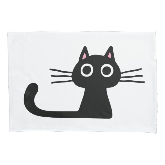 Quirky Black Kitty Cat mit Long Whiskers Kissenbezug (Vorderseite)