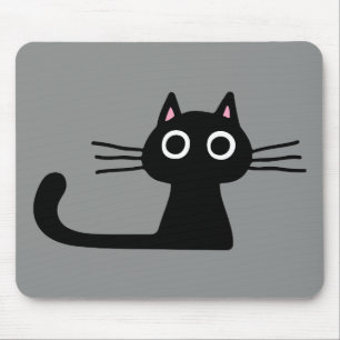 Quirky Black Kitty Cat mit Long Whiskers Mousepad