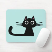 Quirky Black Kitty Cat mit Long Whiskers Mousepad (Mit Mouse)
