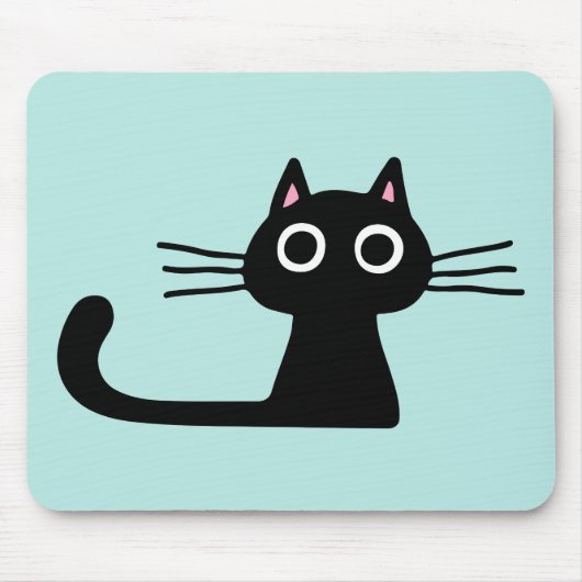 Quirky Black Kitty Cat mit Long Whiskers Mousepad (Vorne)