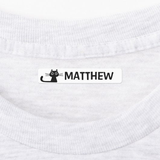 Quirky Black Kitty Cat Personalisiert Name Etiketten (Befestigt)