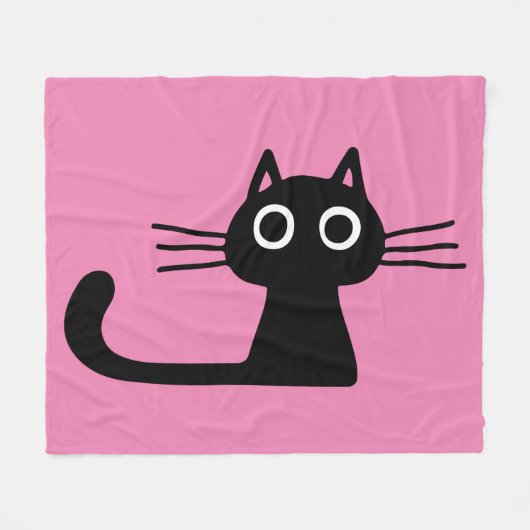 Quirky Black Kitty Cat Purfect Pink Fleecedecke (Vorderseite (Horizontal))