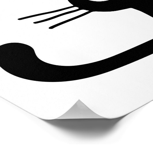 Quirky Black Kitty Cat | Weiß und Schwarz Poster (Ecke)