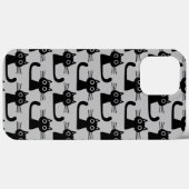 Quirky Black Kitty Cats Muster Grau und Schwarz Case-Mate iPhone Hülle (Rückseite (Horizontal))