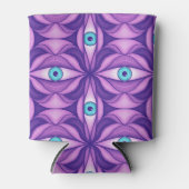 Quirky blaue Augen im mystischen Lila Muster Dosenkühler (Vorderseite)