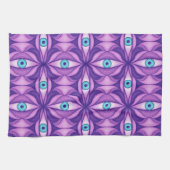 Quirky blaue Augen im mystischen Lila Muster Geschirrtuch (Horizontal)