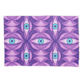 Quirky blaue Augen im mystischen Lila Muster Kissenbezug
