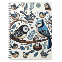 Quirky Blue Birds Notizblock