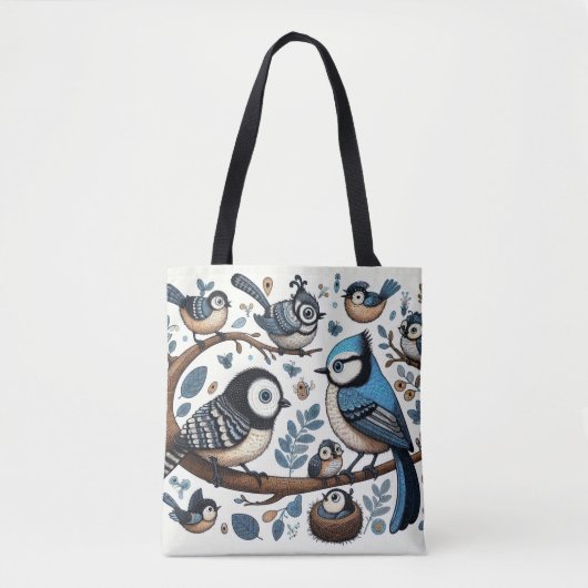 Quirky Blue Birds Tasche (Vorderseite)
