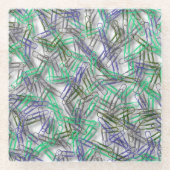 Quirky Blue Green Paperclips Glasuntersetzer (Vorderseite)