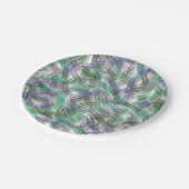 Quirky Blue Green Paperclips  Pappteller (Schrägansicht)