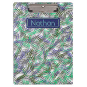Quirky Blue Green Paperclips Personalisiert Klemmbrett (Vorderseite)