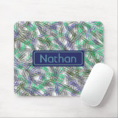 Quirky Blue Green Paperclips Personalisiert Mousepad (Mit Mouse)