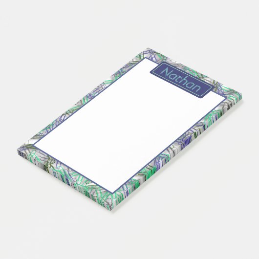 Quirky Blue Green Paperclips Personalisiert Post-it Klebezettel (angewinkelt)