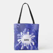 Quirky Blue Painting Spritzer Name Tasche (Rückseite)