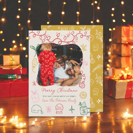 Quirky boho chic Illustration Spaß Foto Weihnachte Feiertagskarte