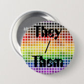 Quirky Boho Karierte farbenfrohe Gay Rainbow Prila Button (Vorne & Hinten)