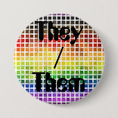 Quirky Boho Karierte farbenfrohe Gay Rainbow Prila Button (Vorderseite)