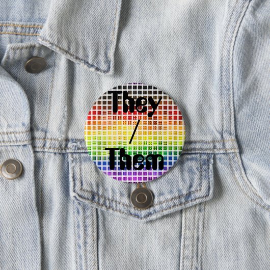 Quirky Boho Karierte farbenfrohe Gay Rainbow Prila Button (Beispiel)