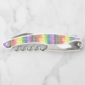 Quirky Boho Karierte farbenfrohe Gay Rainbow Prila Kellnermesser (Rückseite)
