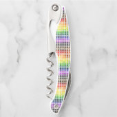 Quirky Boho Karierte farbenfrohe Gay Rainbow Prila Kellnermesser (Vorderseite)