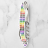 Quirky Boho Karierte farbenfrohe Gay Rainbow Prila Kellnermesser (Rückseite)