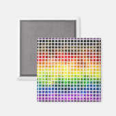 Quirky Boho Karierte farbenfrohe Gay Rainbow Prila Magnet (Vorderseite/Rückseite)