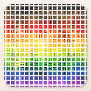 Quirky Boho Karo Farbige Schwule Regenbogen-Fahne Rechteckiger Pappuntersetzer