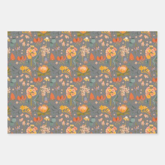 Quirky Botanicals 3 Pack Geschenkwrake Geschenkpapier Set (Vorderseite 2)