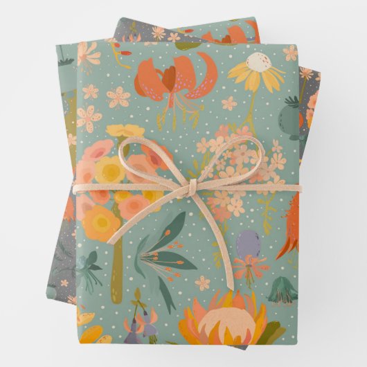 Quirky Botanicals 3 Pack Geschenkwrake Geschenkpapier Set (Beispiel)