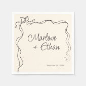 Quirky Bow Frame handgeschriebene Hochzeit Serviette (Vorderseite)